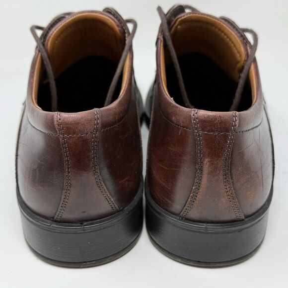Ecco Helsinki Derby Shoes Mens 9 - 9.5 EU 43 Brown Leather Apron Toe Lace Up - Picture 10 of 14